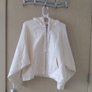 NWT Madewell MWL Ivory Fleece-Lined Zip Front Hoodie (L)